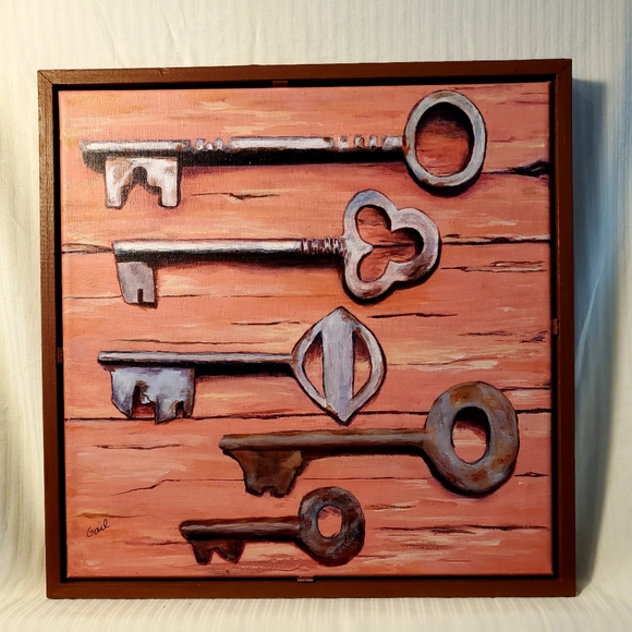 Original acrylic painting in wood frame